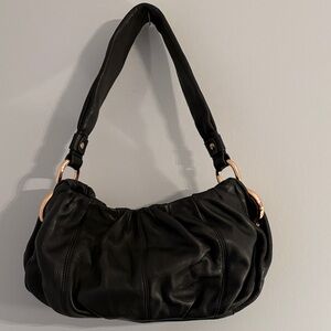 B Makowsky Black Leather Shoulder Bag Purse